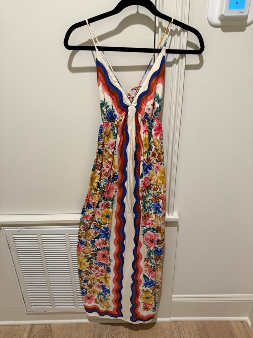 Farm Rio Size Small Floral Multi-Color Maxi Sundress with Strappy V-Neck